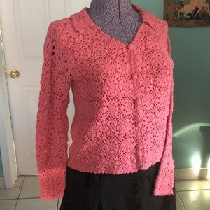 Pink Crochet Cardigan